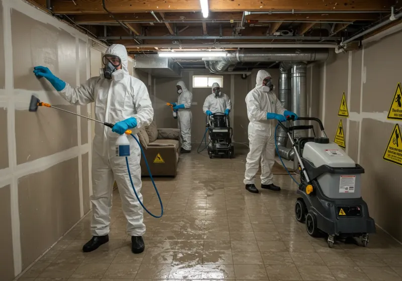 Basement Moisture Removal and Structural Drying process in Kinsey, AL